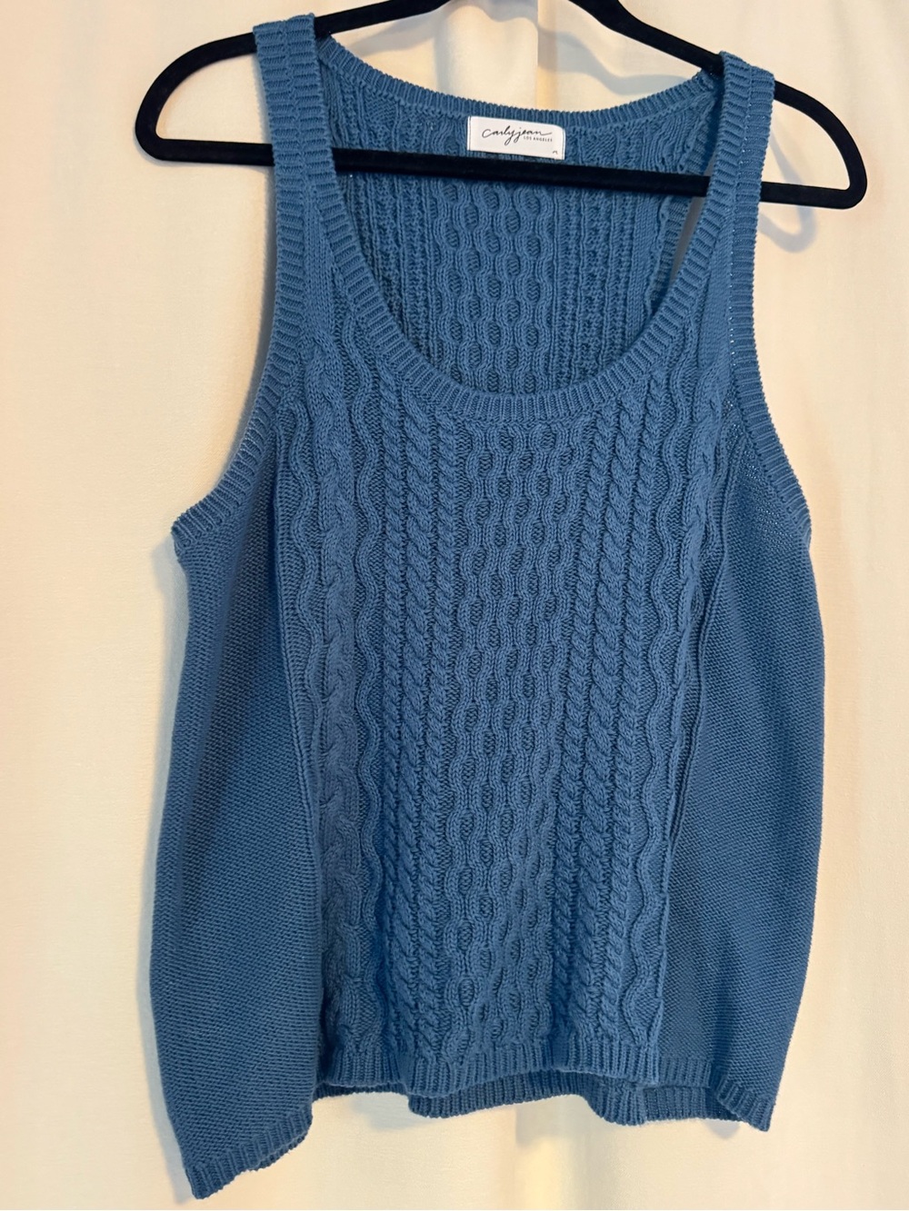 Carly Jean Los Angeles Blue Cable Knit Tank Top